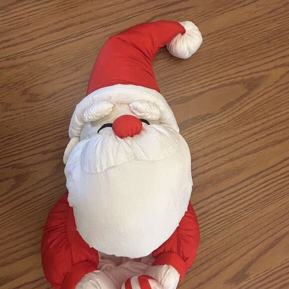 Christmas Santa Nylon Stocking Quilted 28” May Dept Store Stuffed Animal Toy 3D - Picture 2 of 6
